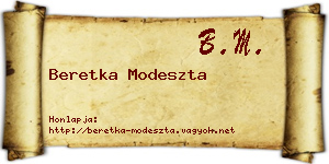 Beretka Modeszta névjegykártya